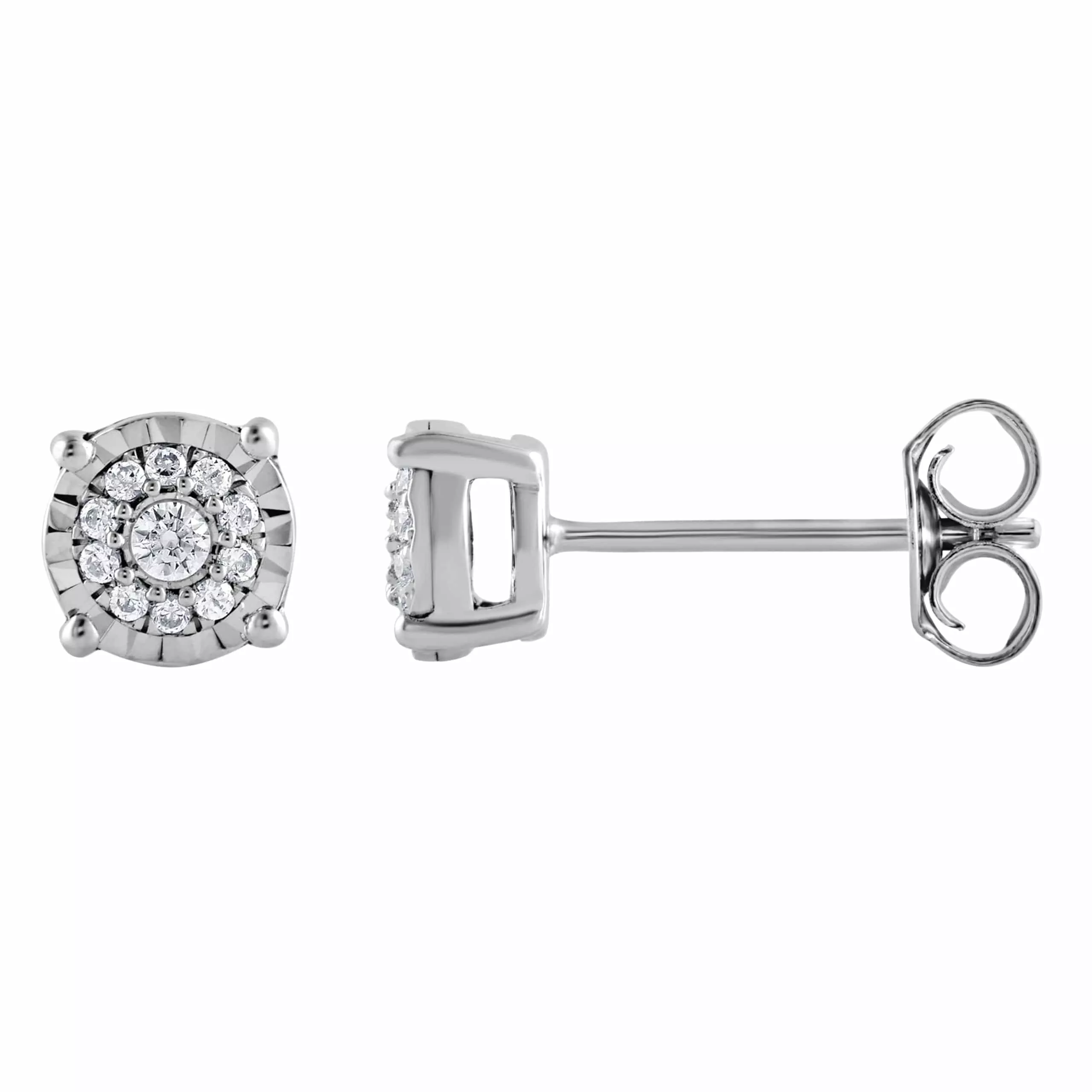 0.10 Carat Miracle Set Lab Grown Diamond Halo Earrings
