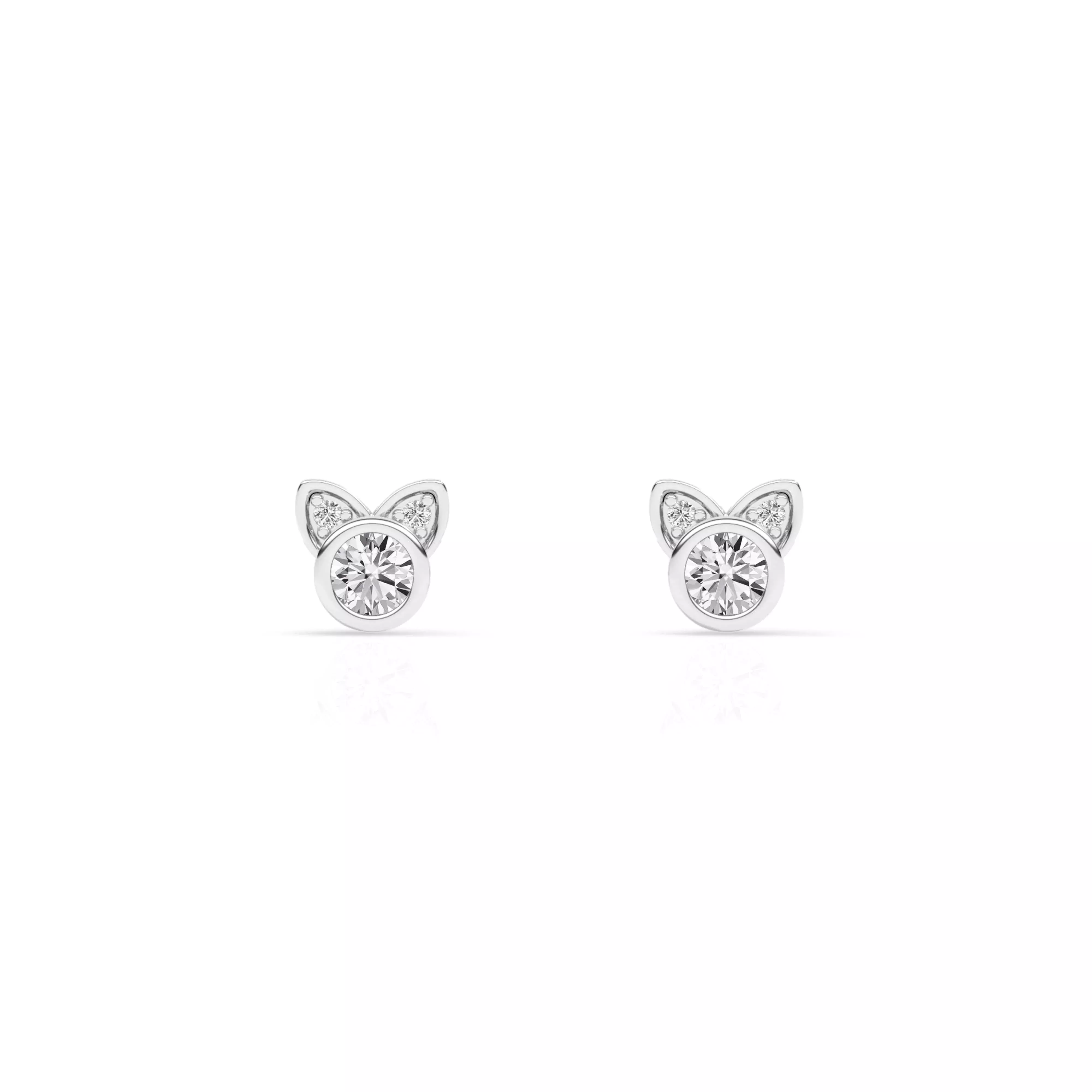 0.25 Carat Cat Shaped Lab Grown Diamond Stud Earrings