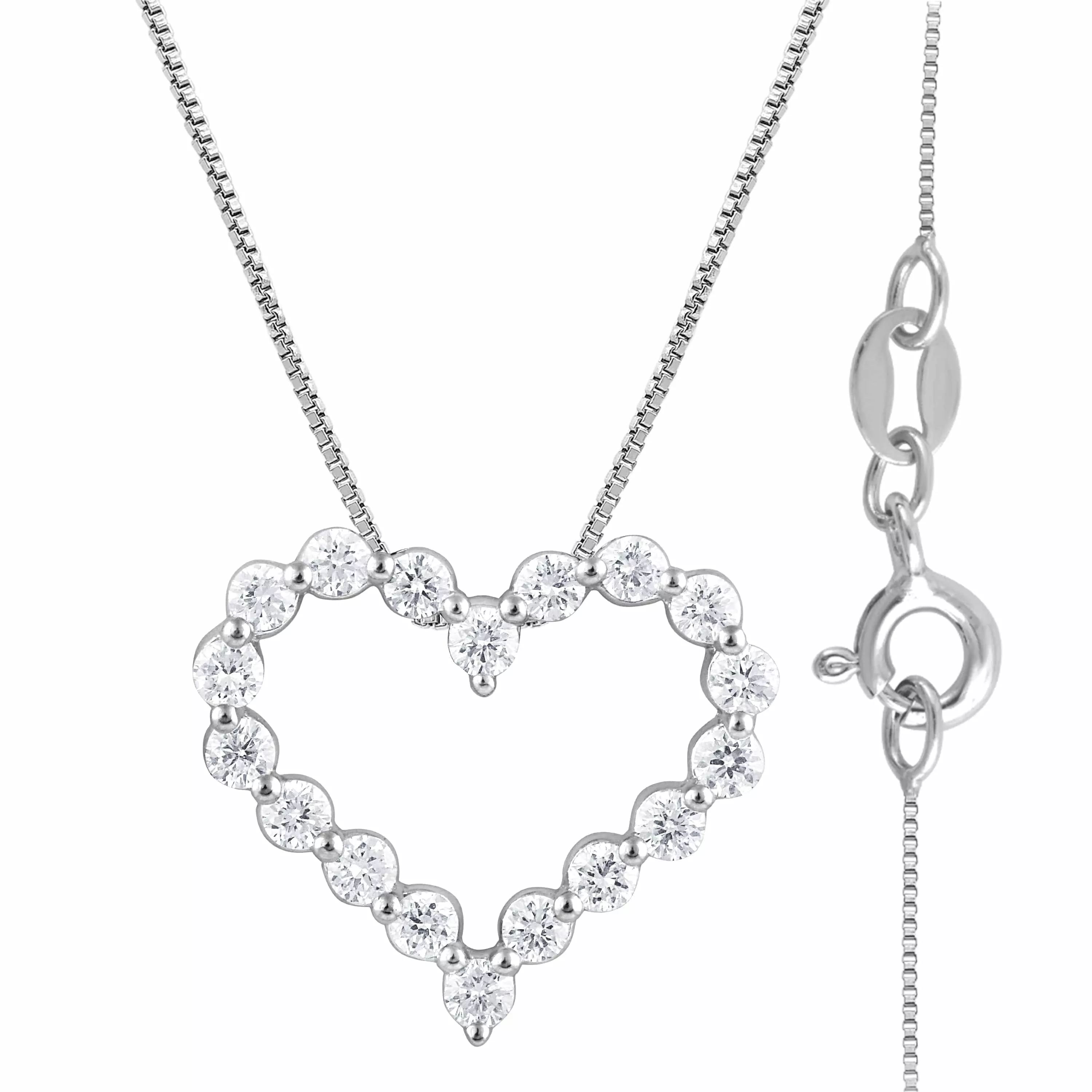 0.25 Carat Heart Lab Grown Diamond Pendant Necklace In Sterling Silver