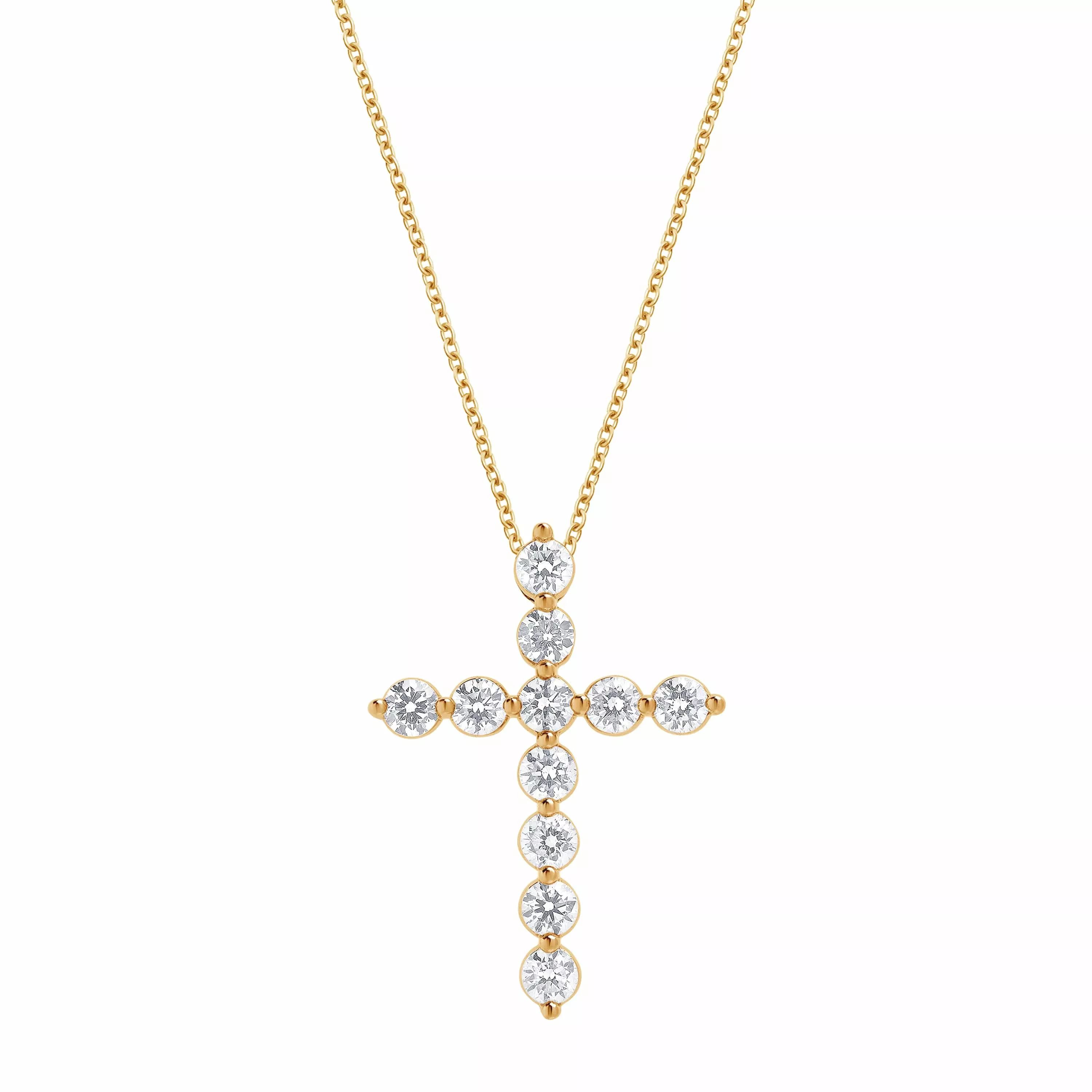 0.25 Carat Lab Grown Diamond Cross Pendant Gold Plated Necklace