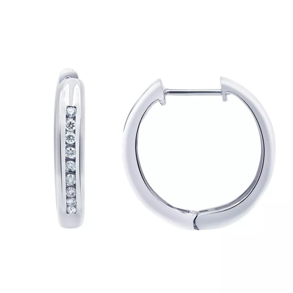 0.25 Carat Single Row Lab Grown Diamond Hoop Earrings in Sterling Silver