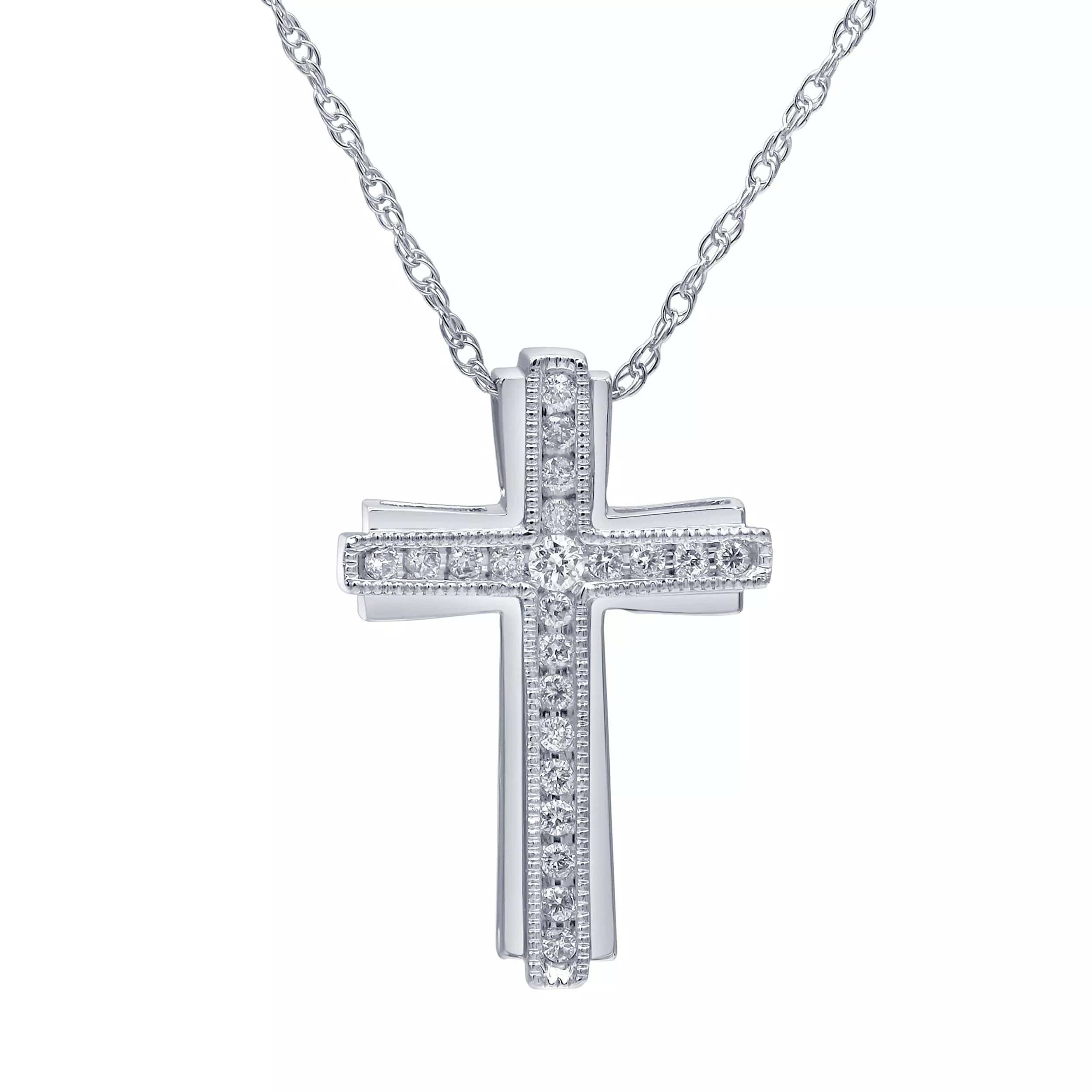 0.25 Carat Sterling Silver Lab Grown Diamond Cross Necklace
