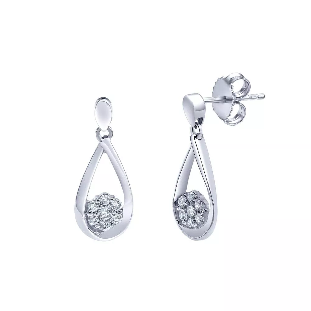 0.30 Carat Sterling Silver Lab Grown Diamond Dangle Drop Earrings Gift Box Set