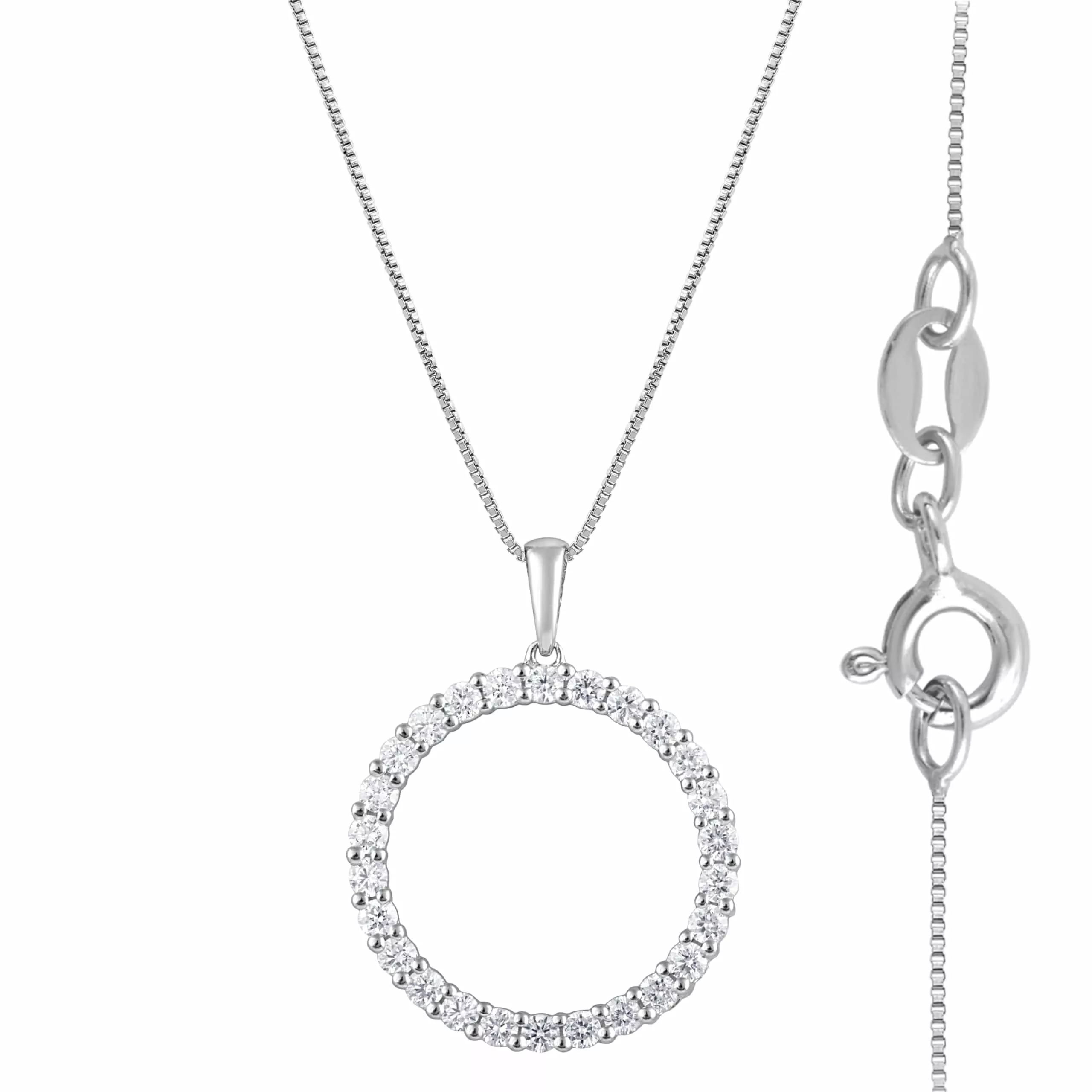 0.33 Carat Lab Grown Circle Of Life Diamond Pendant Necklace In Sterling Silver