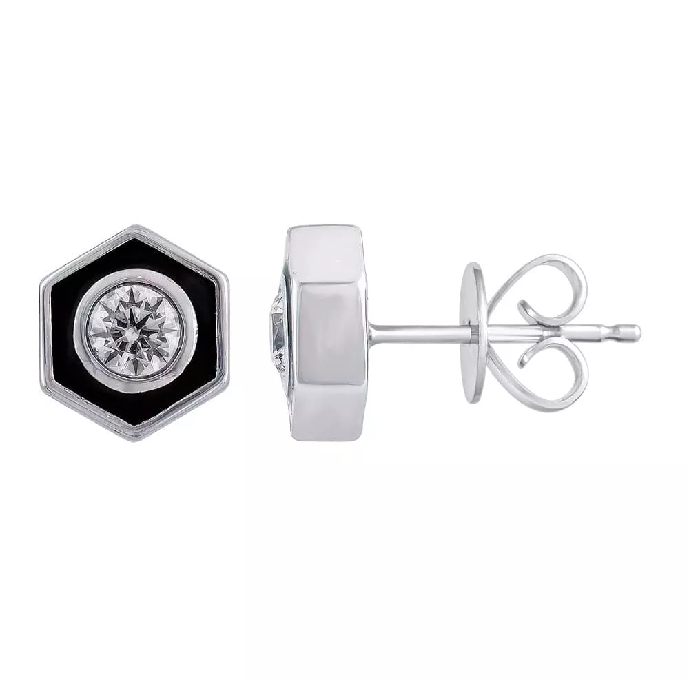 0.50 Carat Hexagon Lab Grown Diamond Stud Earrings