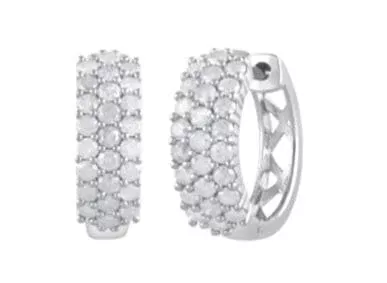 0.50 Carat Lab Grown Cluster Diamond Hinged Hoop Earrings