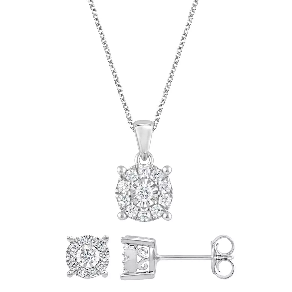 0.50 Carat Lab Grown Diamond Halo Necklace Set