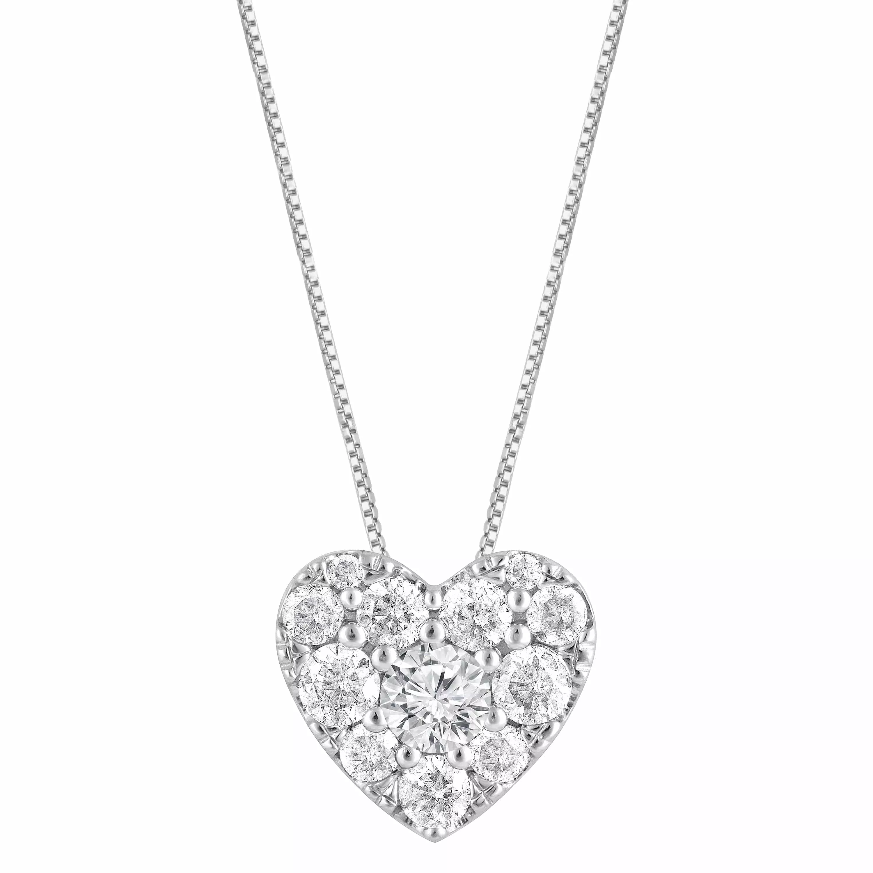 0.50 Carat Lab Grown Diamond Heart Pendant Necklace In Sterling Silver