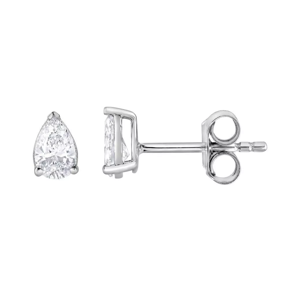 0.50 Carat Pear Cut Lab Grown Diamond Stud Earrings