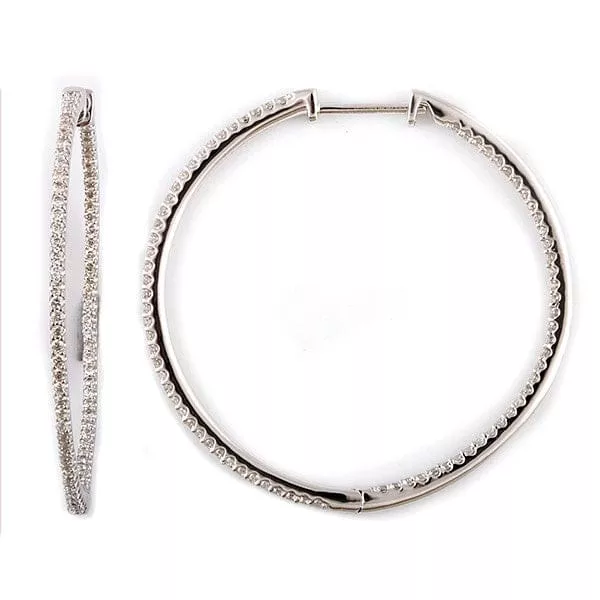 0.75 Carat Lab Grown Diamond Hinged Hoop Sterling Silver Earrings