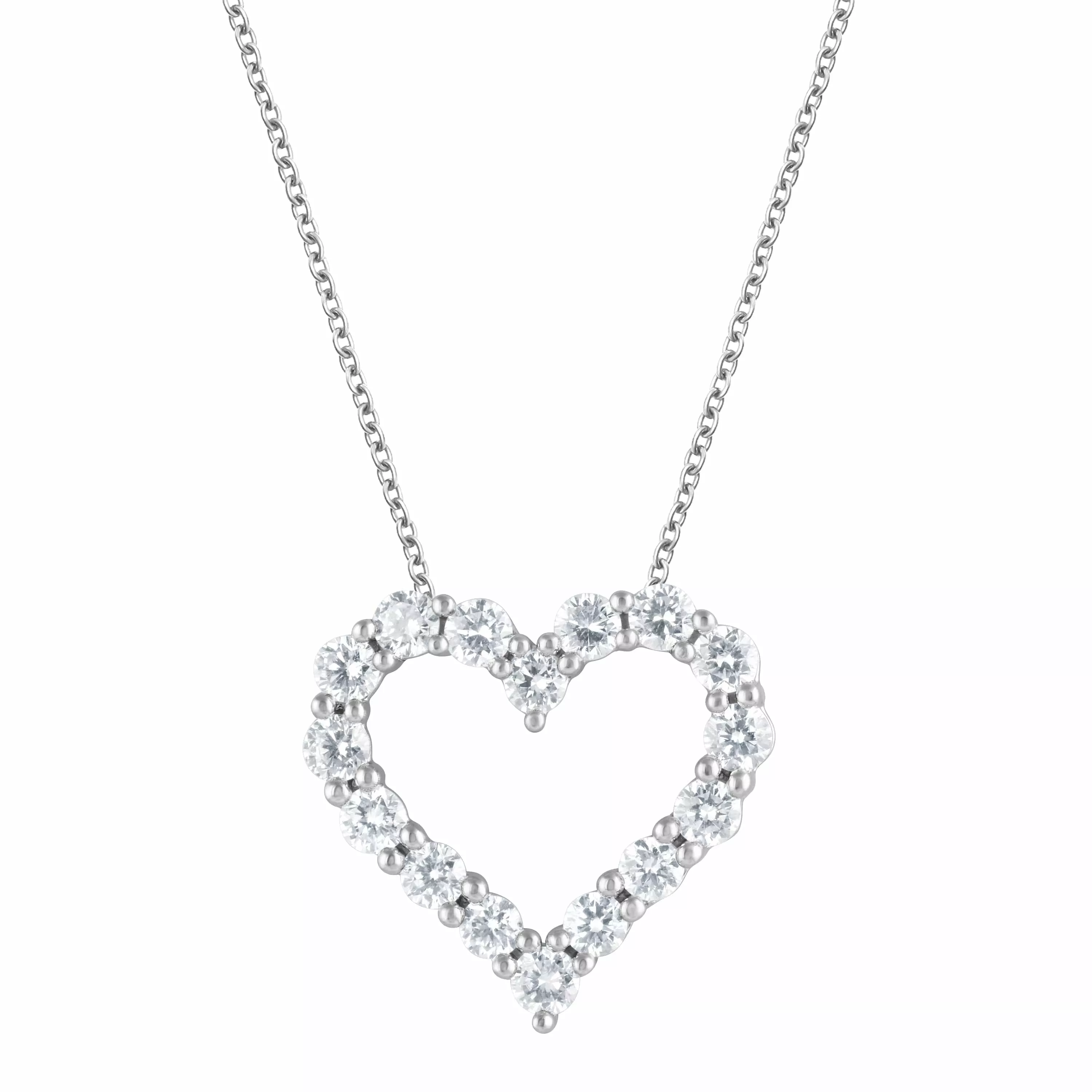 1 Carat Lab Grown Diamond Heart Sterling Silver Necklace