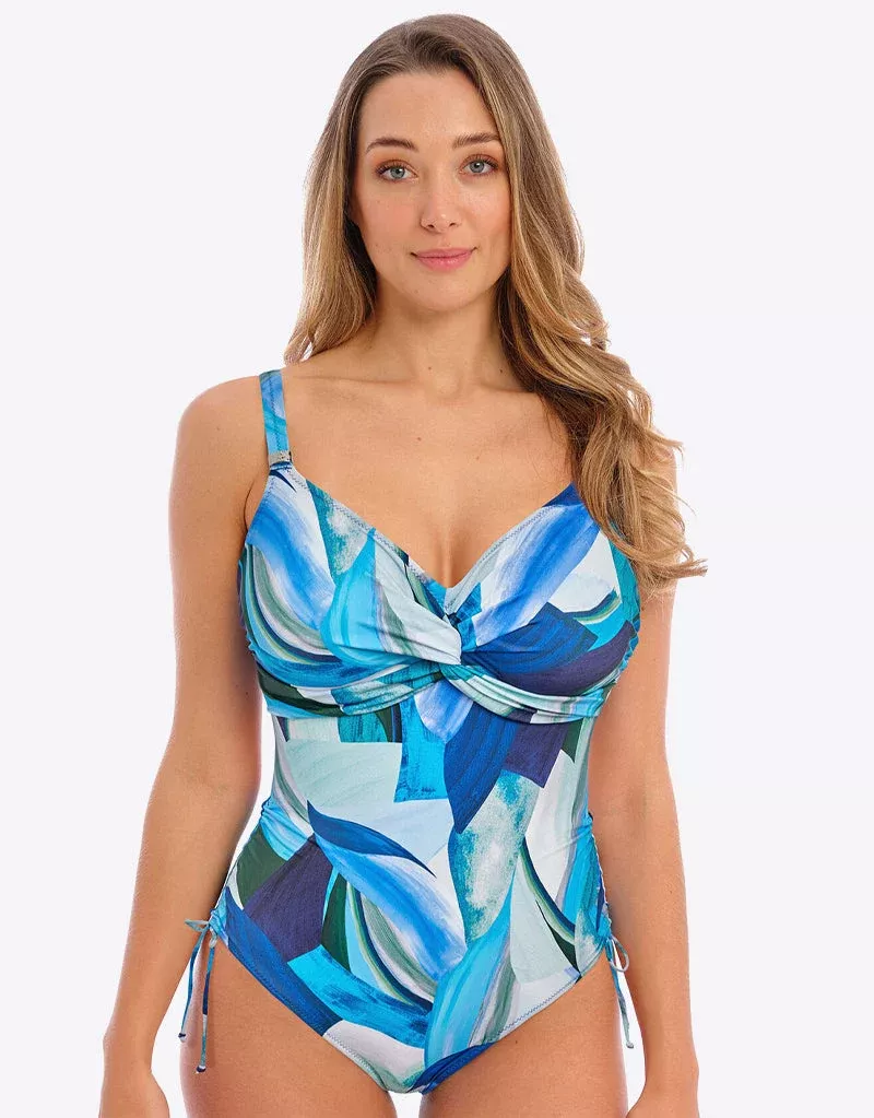 Aguada Beach Twist Front Swimsuit SplashBlue