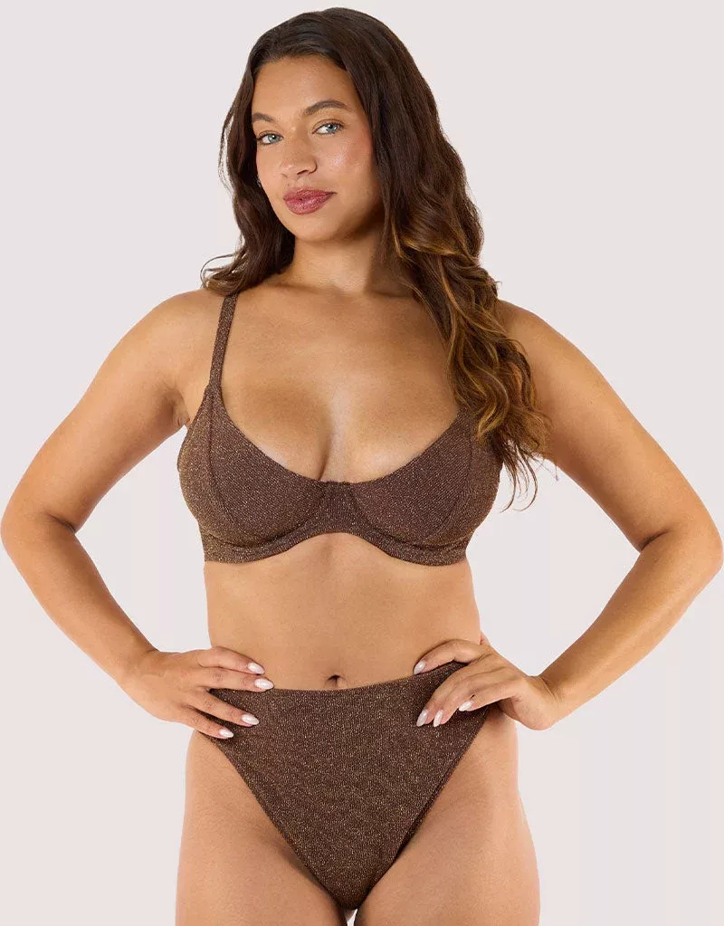 Amber Plunge Bikini Top BronzeBrown
