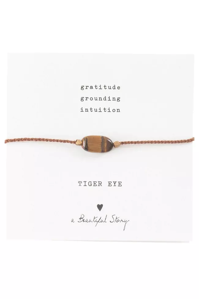 A Beautiful Story Bracelet Gemstone Cards Tiger Eye Brown