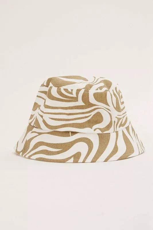 Beige Graphic Bucket Hat