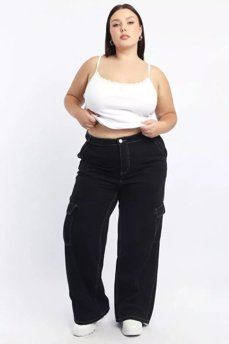 Black Cargo Denim Jeans