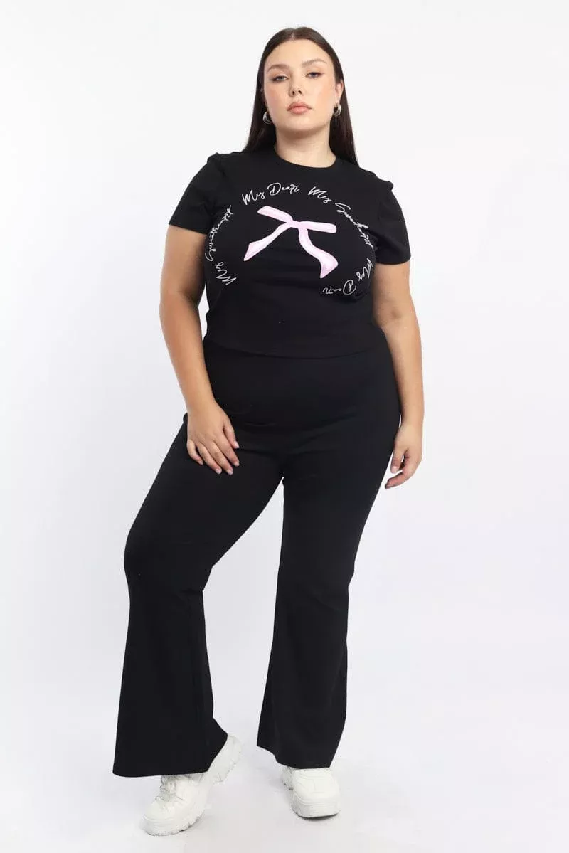 Black Flare Ponte Pants