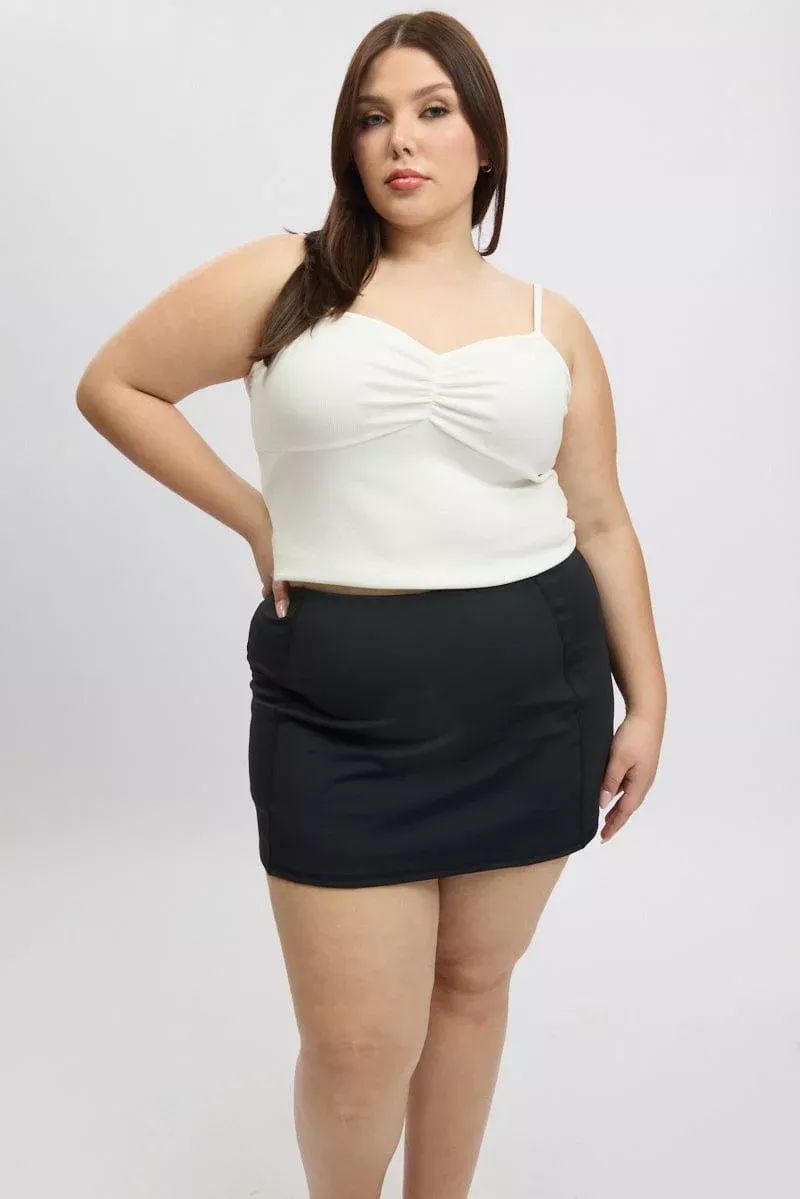 Black Front Split Tennis Skort Skirt