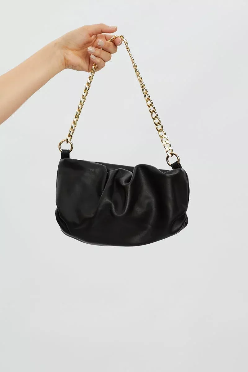 Black Nyla Rose Pouch With Chain Bag