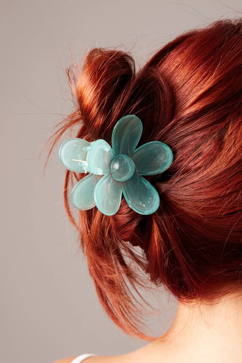 Blue Flower Claw Clip