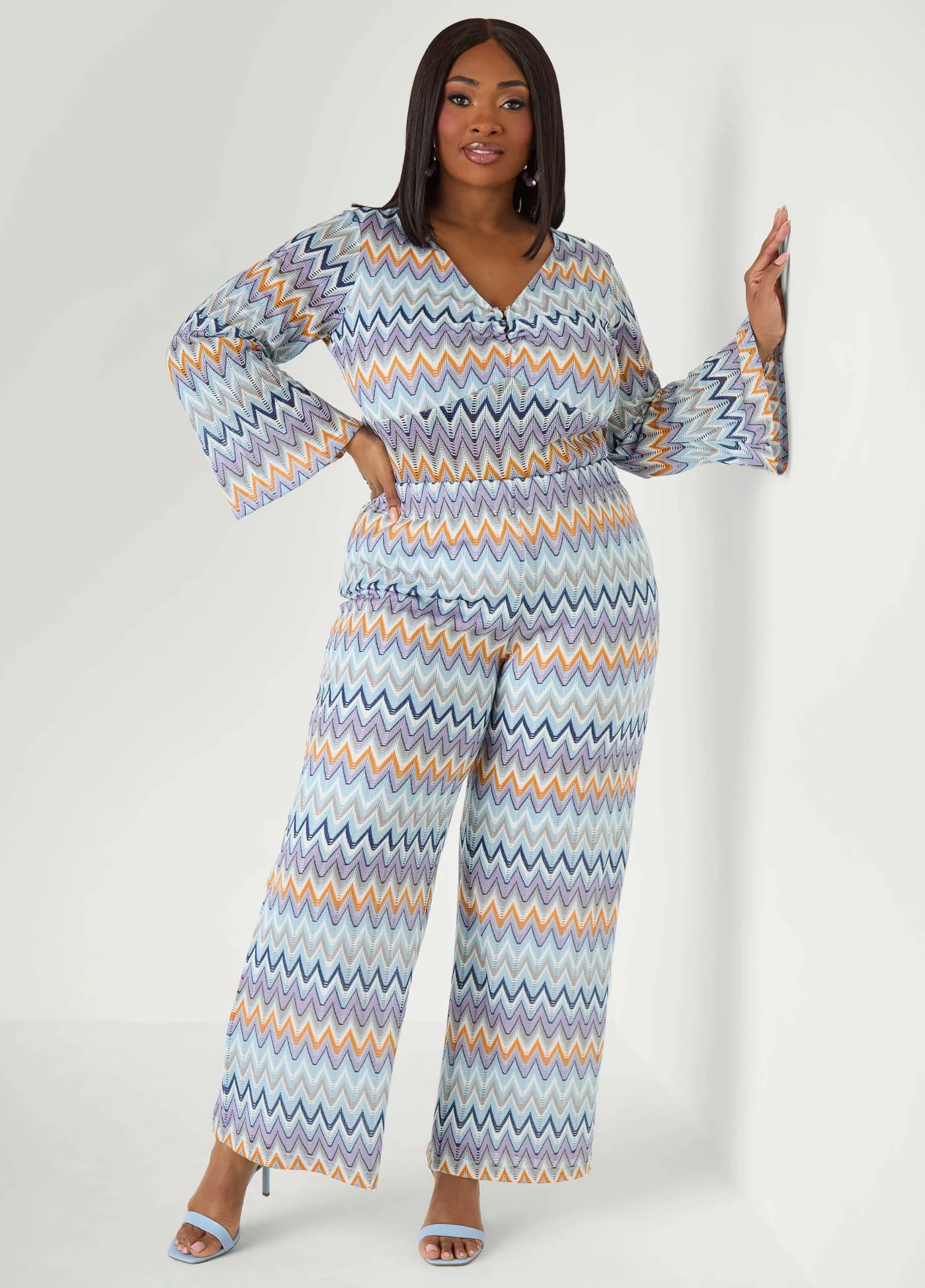 Chevron Knit Wide Leg Pants