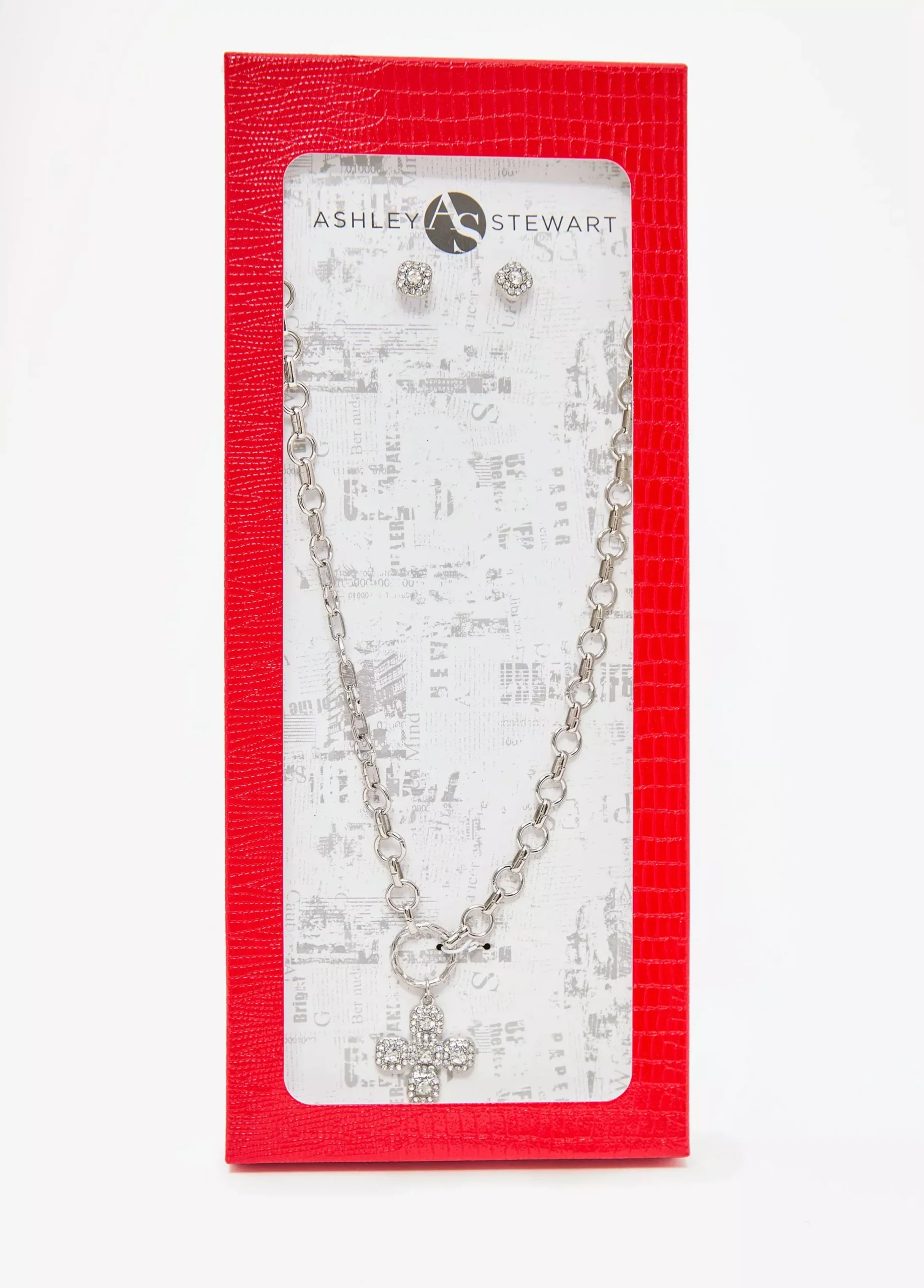 Crystal Cross Necklace Box Set