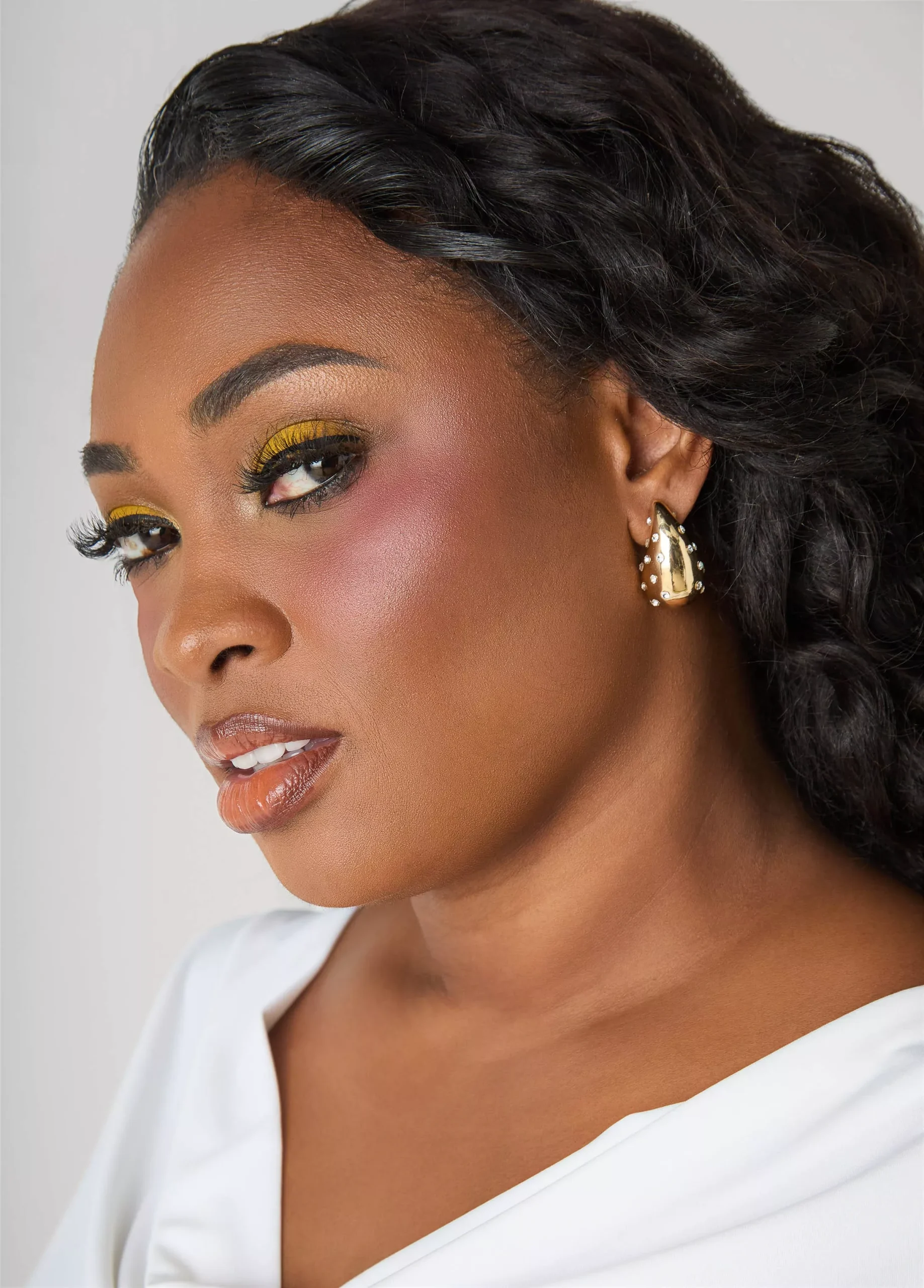 Crystal Gold Teardrop Earrings