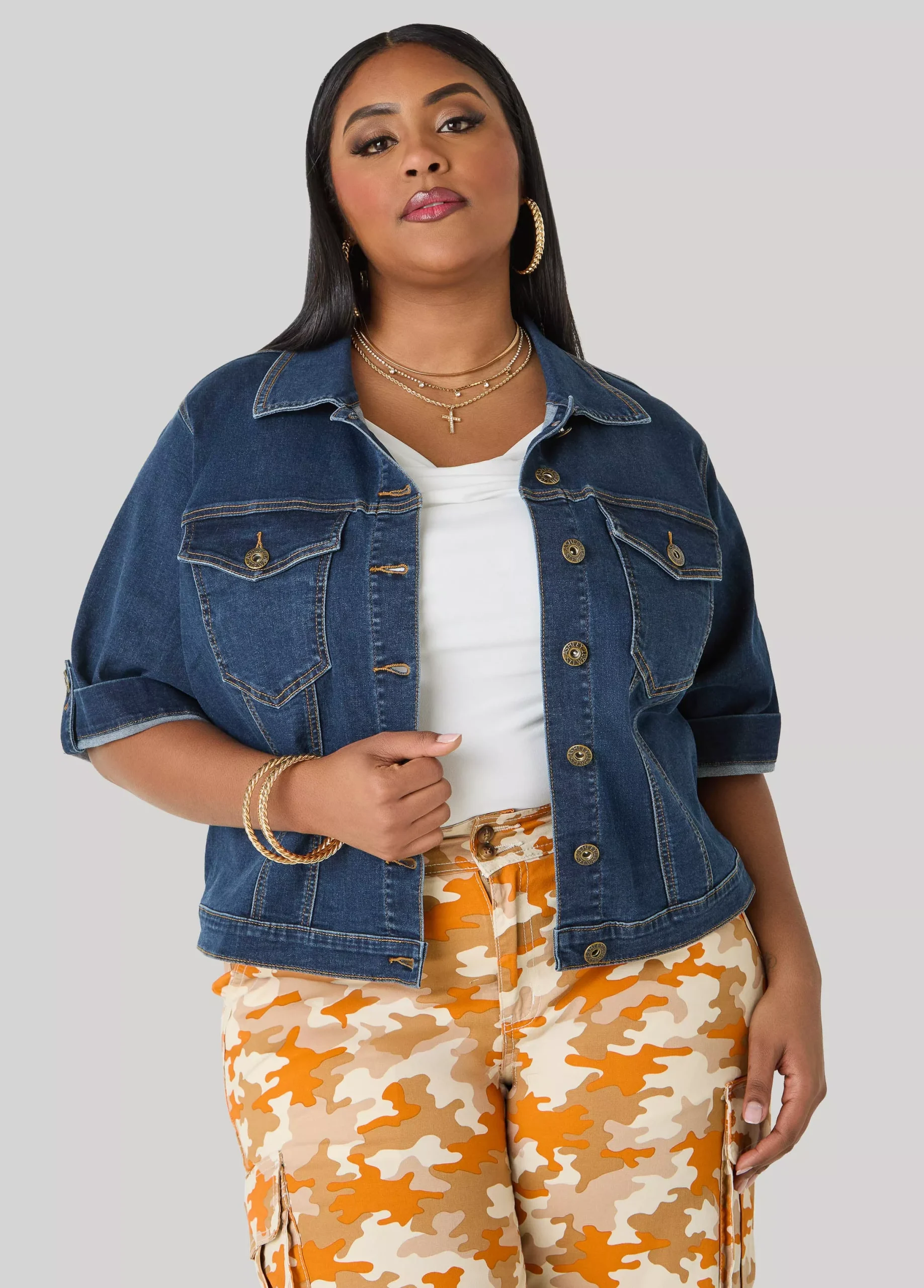 Cuffed Denim Jacket