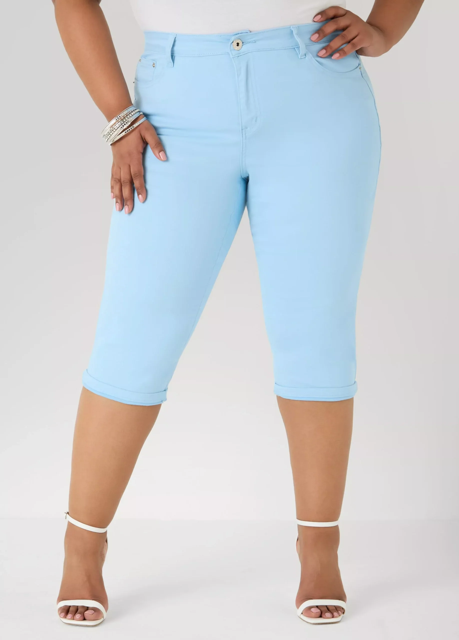 Cuffed Stretch Denim Capris