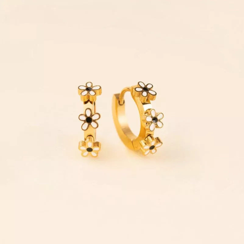 Daisy 3D Huggie Hoop Earrings