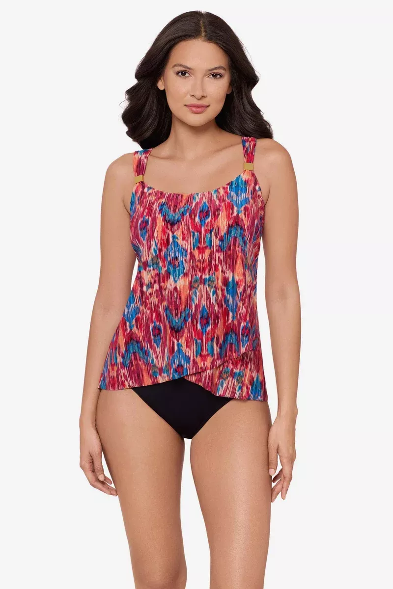 Dazzle Tankini Top in Ikat Dorado