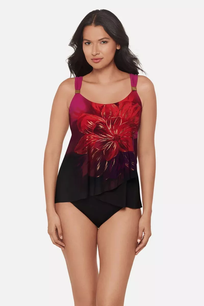 Dazzle Tankini Top in Petali Rosa