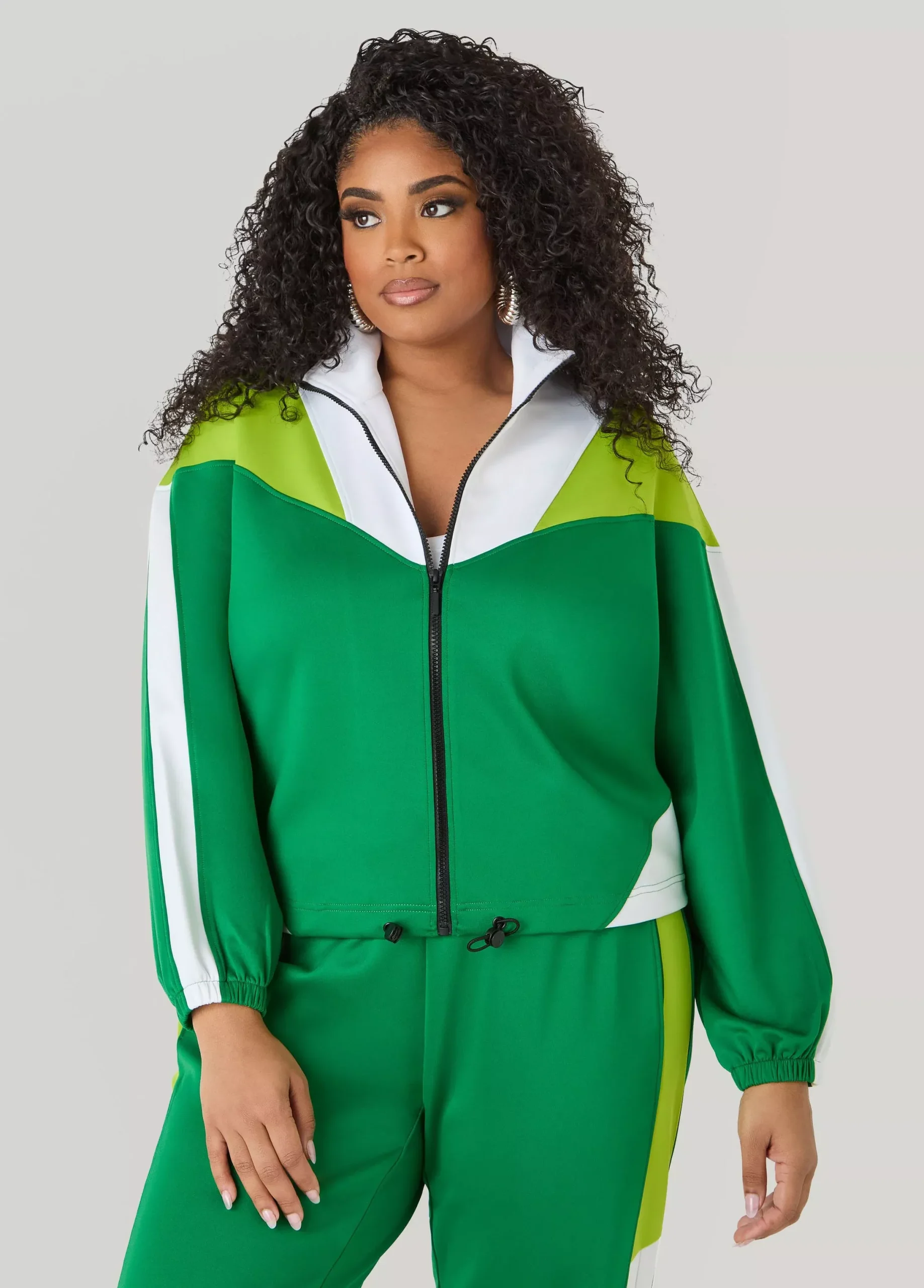 Drawstring Colorblock Track Jacket