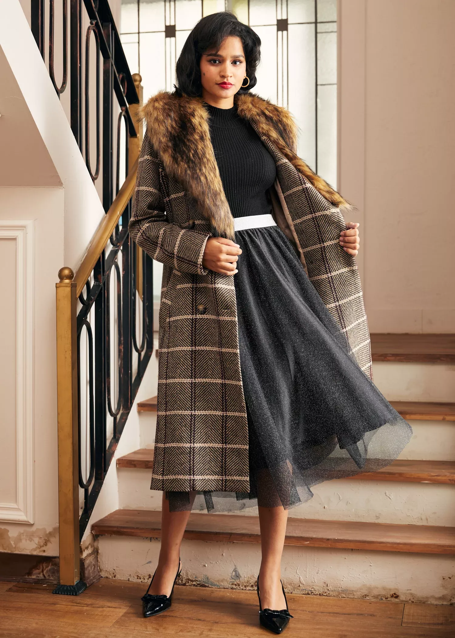 Elegance Reimagined Fur Trim Coat