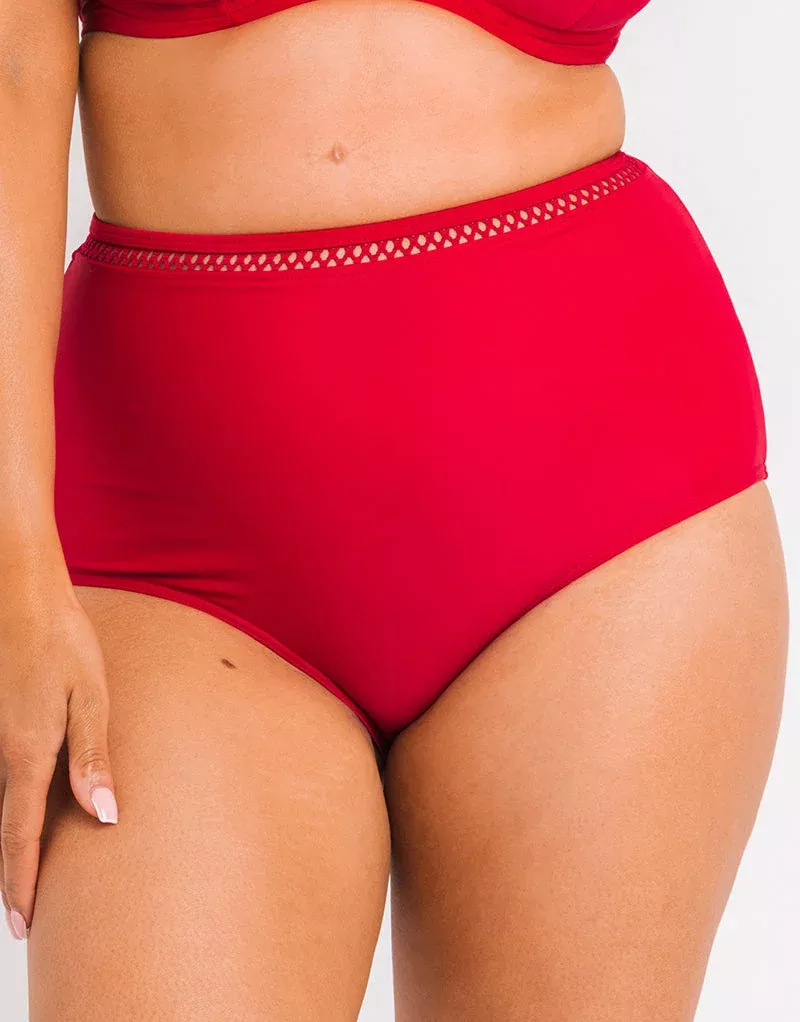 First Class High Waist Bikini Bottom Red