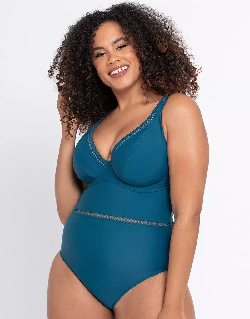 First Class Multiway Plunge Swimsuit Deep TealBlue