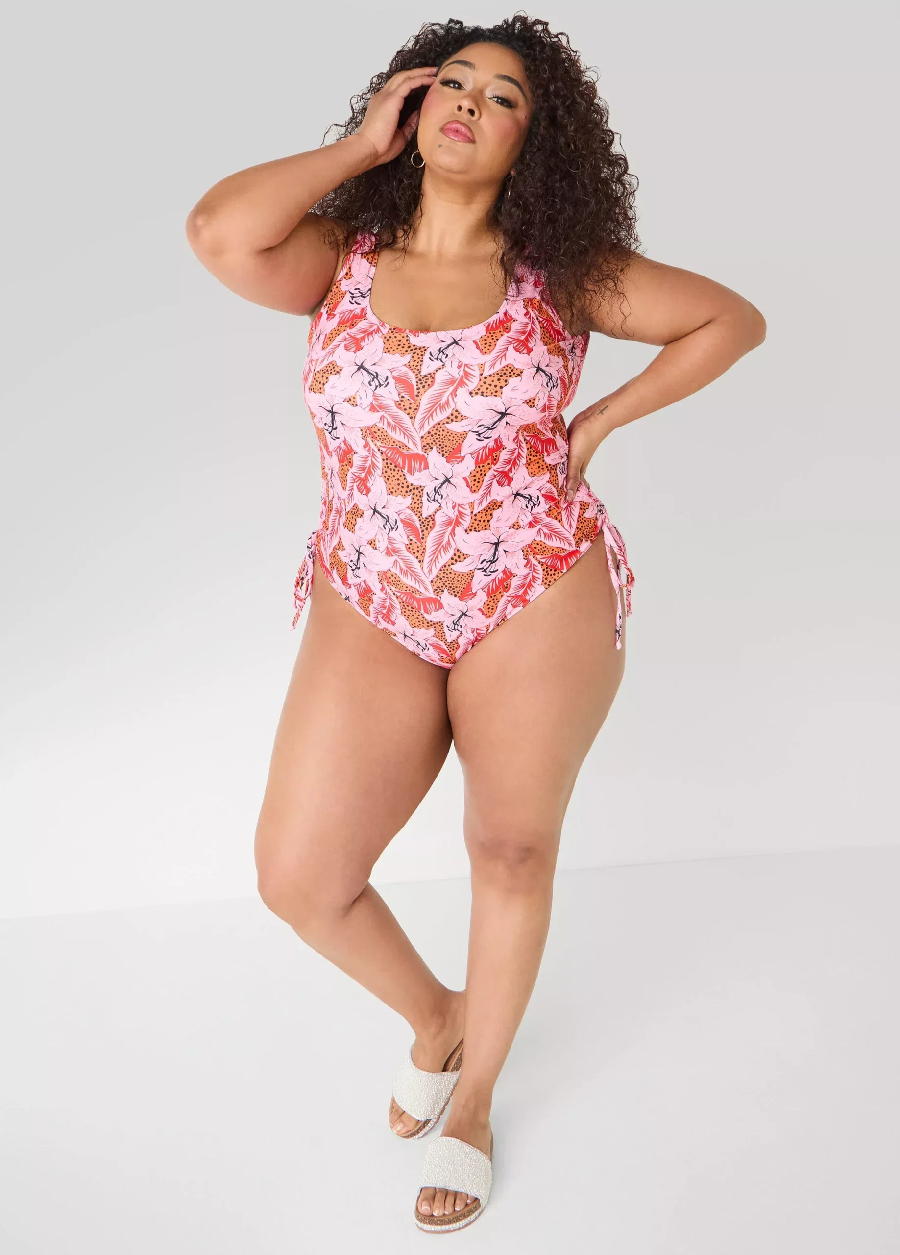 Floral Drawstring Swimsuit
