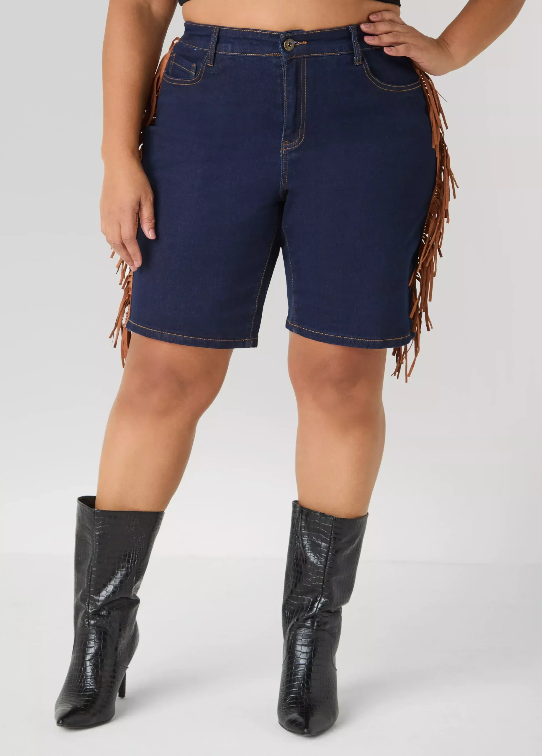 Fringed Denim Shorts