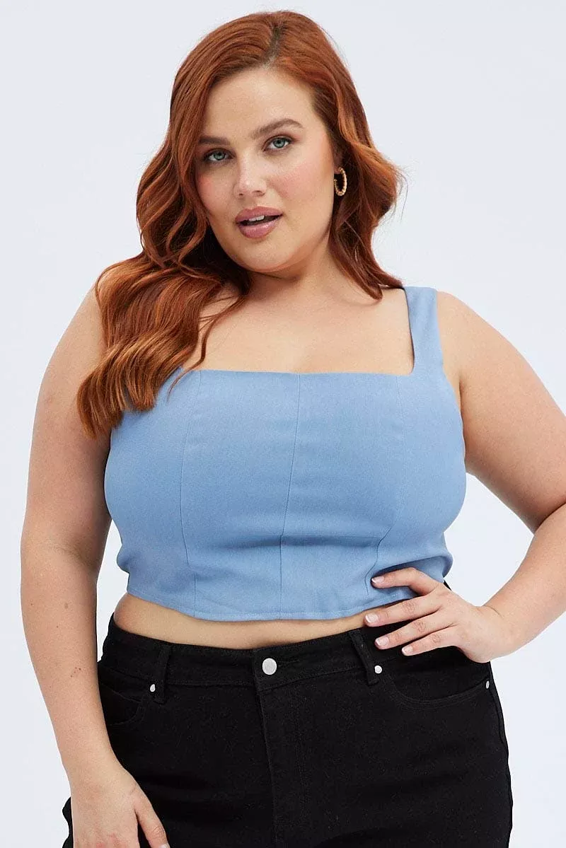 Grey Corset Top Sleeveless Crop