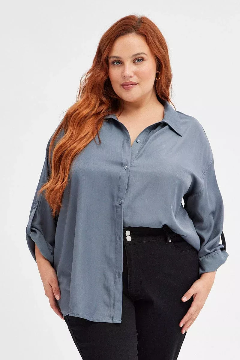 Grey Relaxed Shirt Long Sleeve