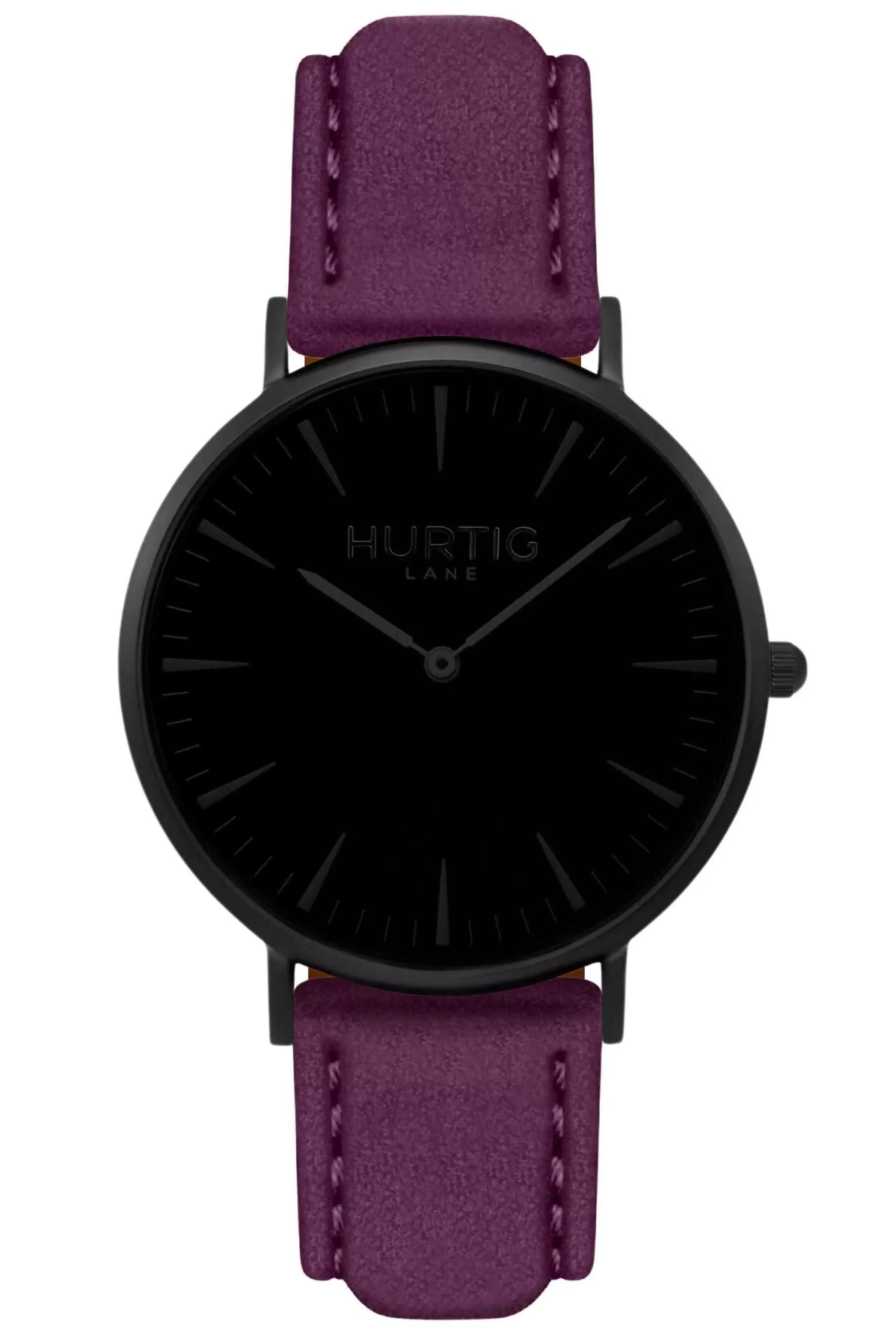Hurtig Lane Hymnal Watch Vegan Suede All Black & Berry
