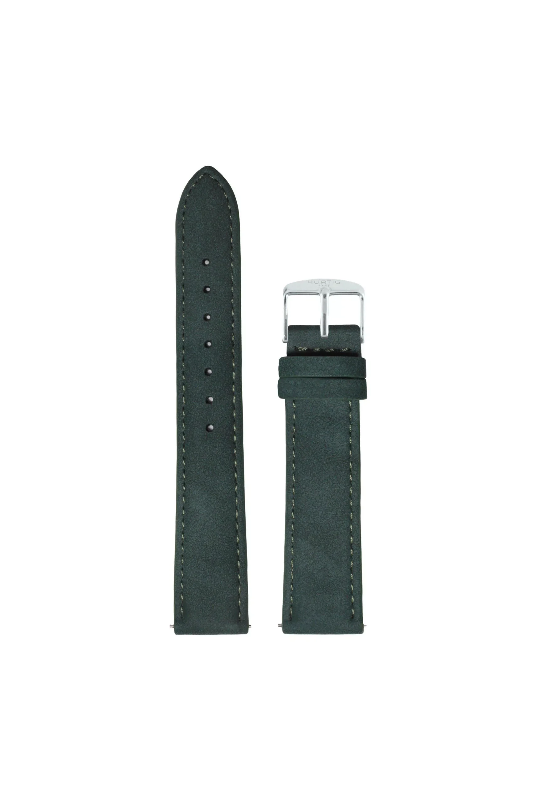 Hurtig Lane Watch Strap Forest Green And Silver Vegan Suede Strap