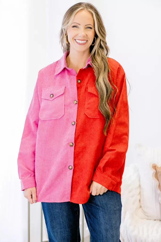 Lipstick Promises Shacket, Pink-Red