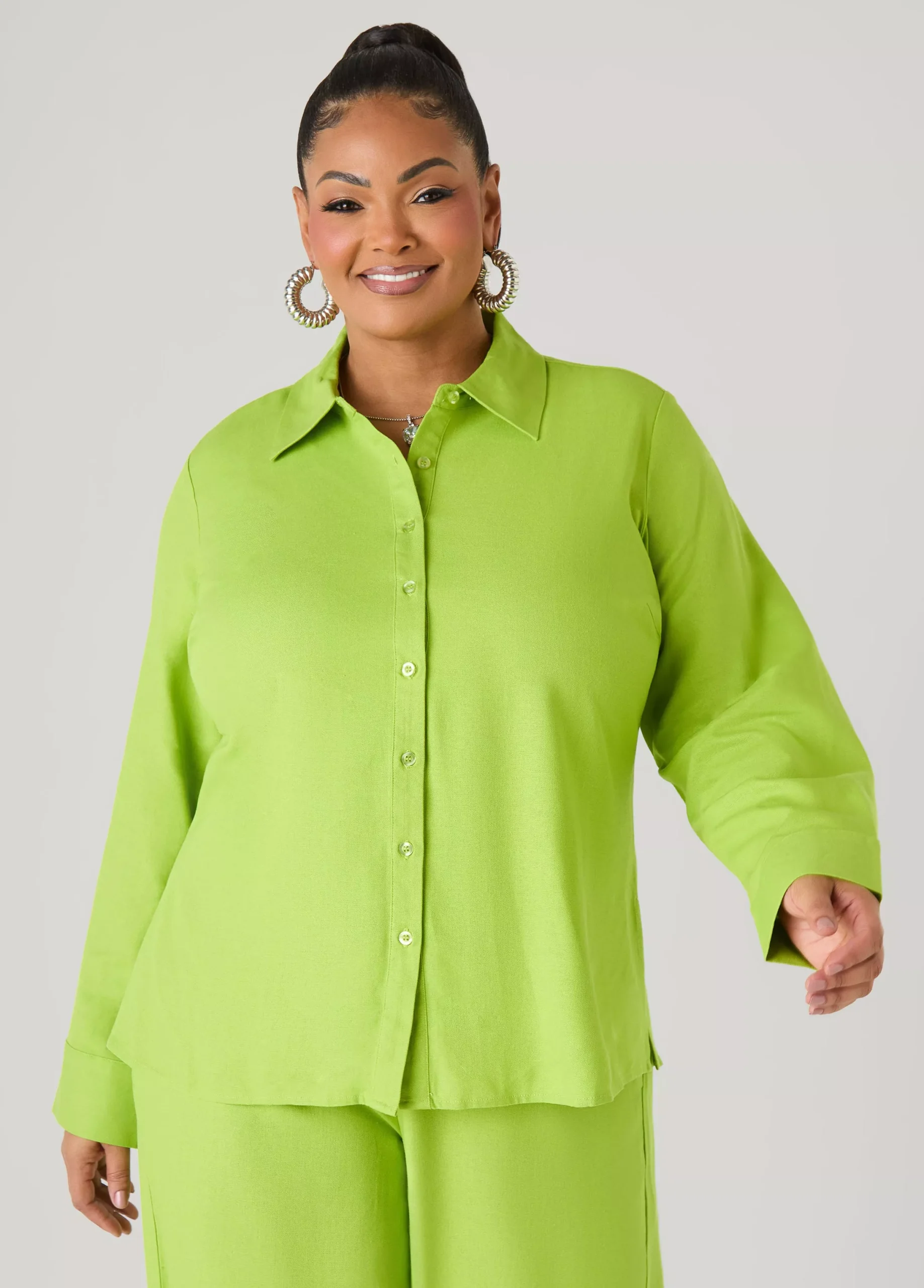 Long Sleeved Linen Blend Shirt