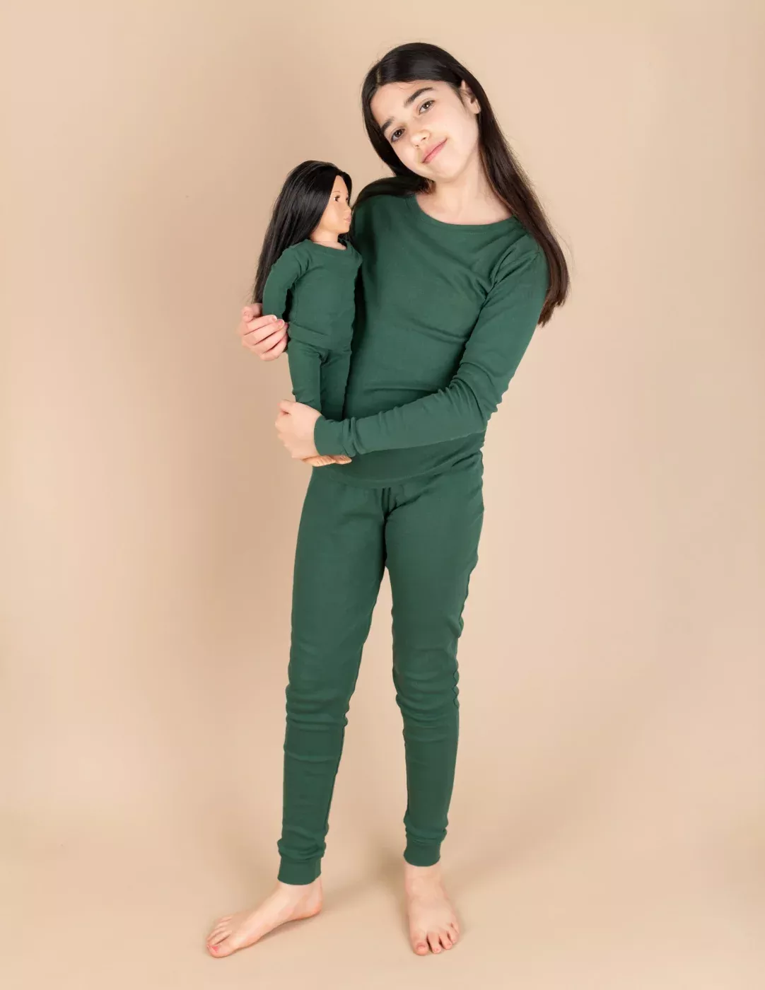 Matching Girl and Doll Solid Color Pajamas