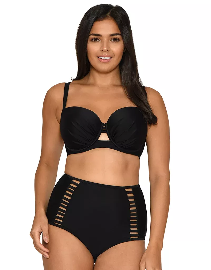 Maya Padded Balcony Bikini Top Black