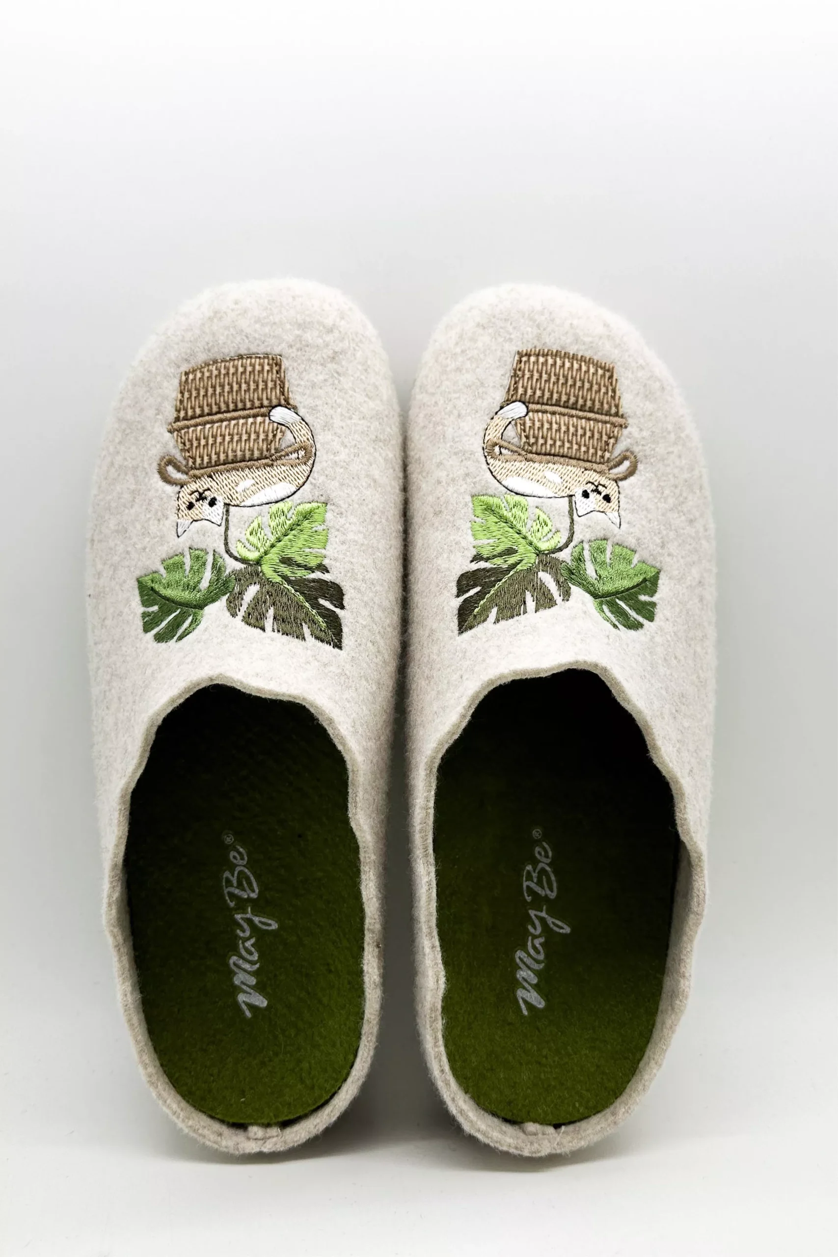 MayBe Slippers Maybe Cat Under Palms Beige