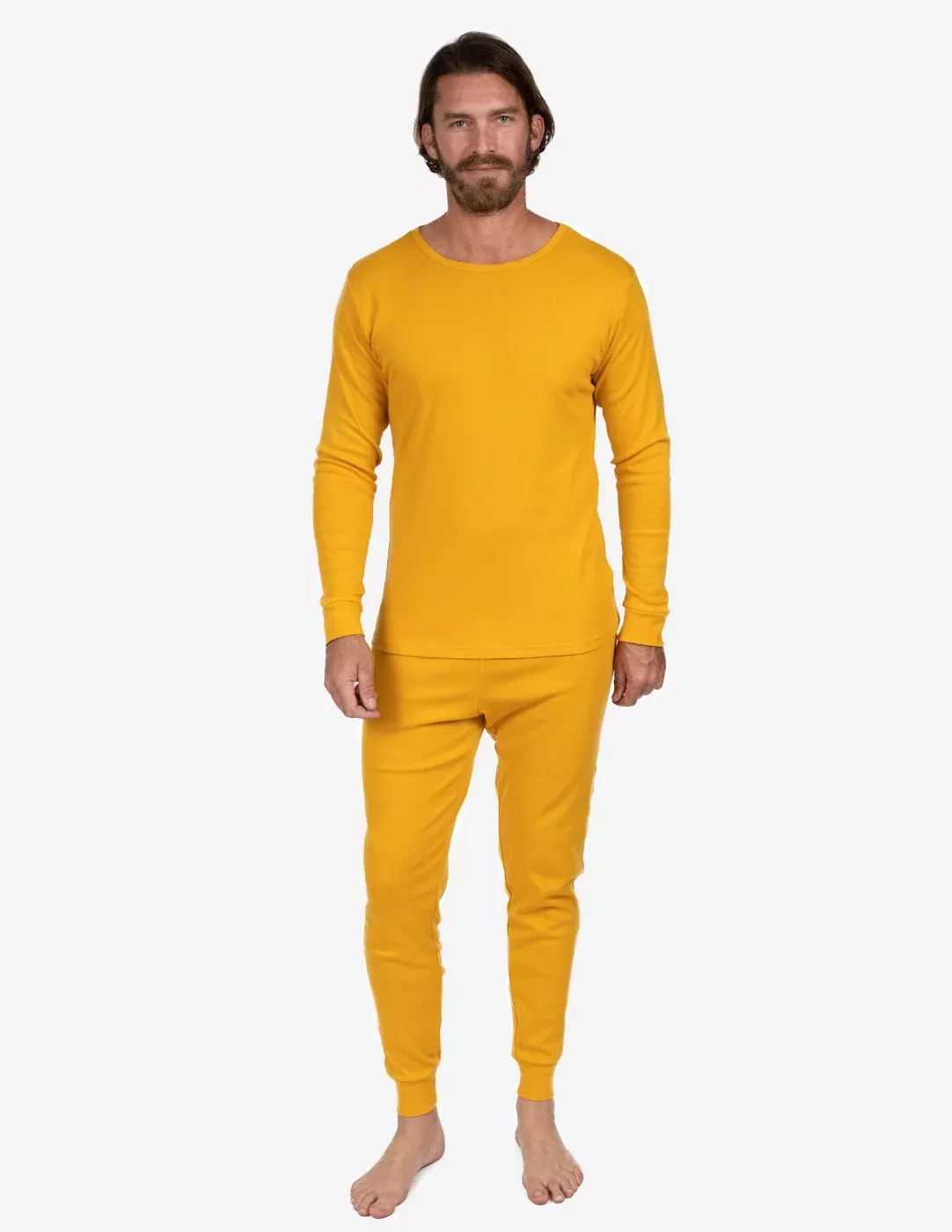 Mens Solid Mustard Yellow Pajamas