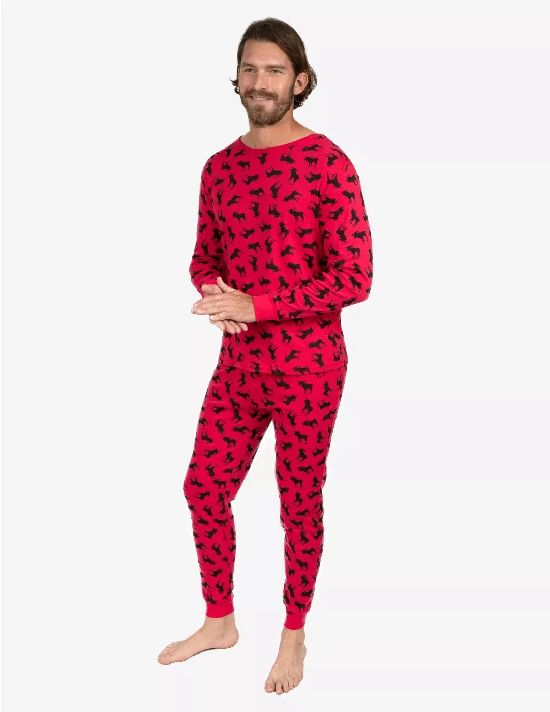 Mens Two Piece Cotton Moose Pajamas