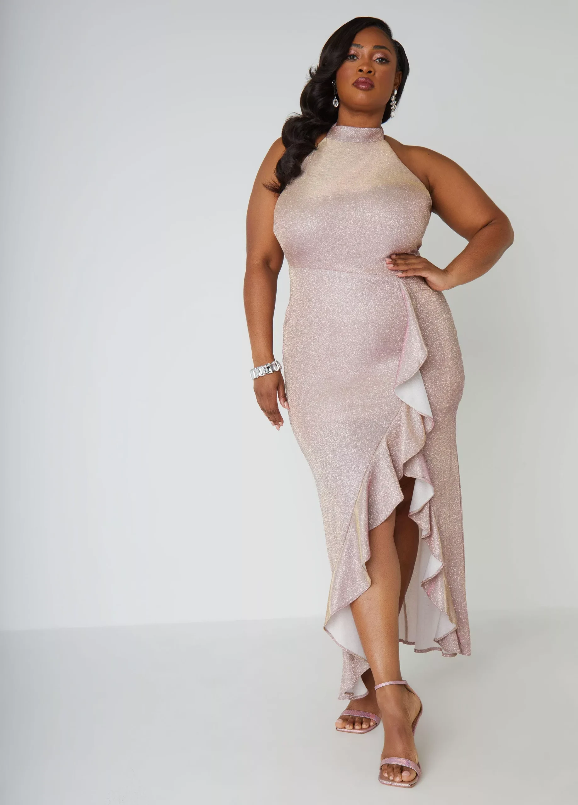 Metallic Halter Gown